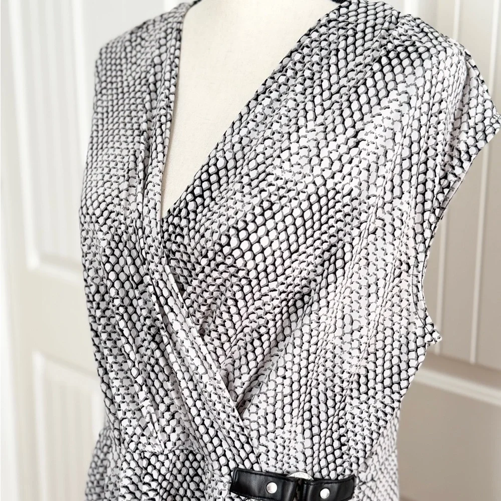 Michael Kors XL Snake Print Faux Wrap Dress Side Buckle Grey Career Plus Size - Picture 8 of 13